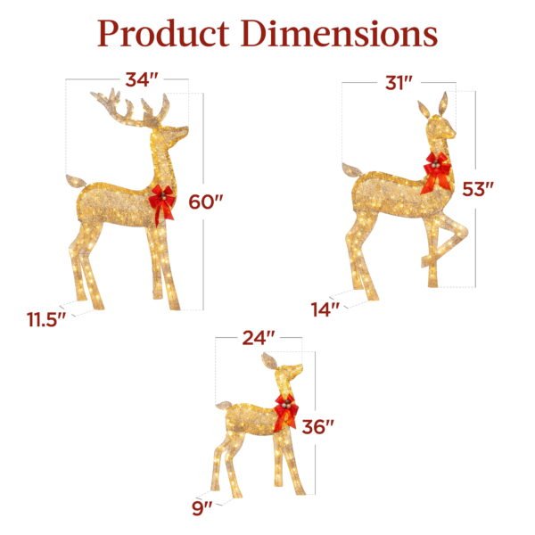 3pcs Family Christmas Reindeer Christmas Garden Decorations - Image 6