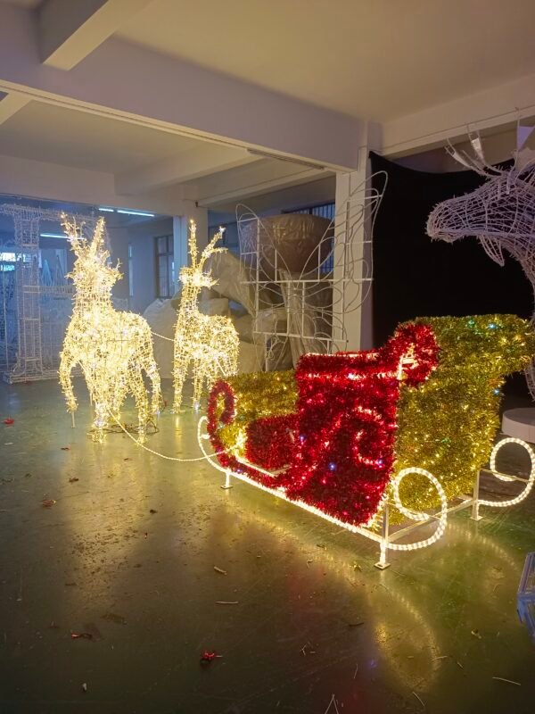3d Led Sleigh Reindeer Carriage Motif Lights for Christmas Decorations - Image 2