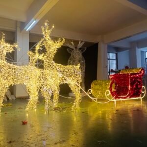 3d Led Sleigh Reindeer Carriage Motif Lights for Christmas Decorations
