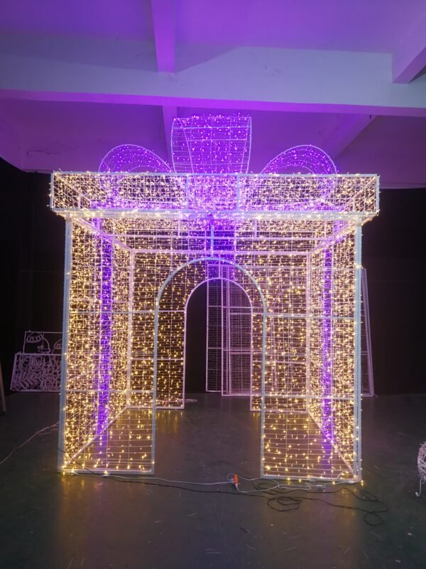 3d Led Gift Box Holiday Christmas Motif Light with Tinsel - Image 7