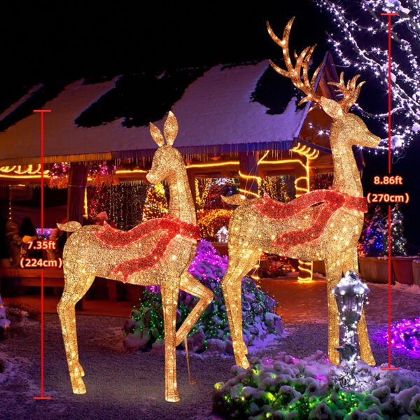 Reindeer Christmas Light Outdoor Yard Village Sets Decorations - Image 9