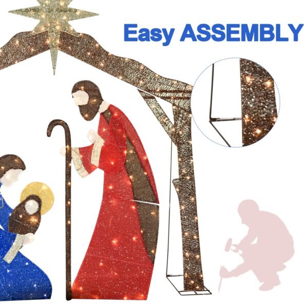 LED Pre-Lit Jesus Nativity Scene Christmas Decorations - Image 2