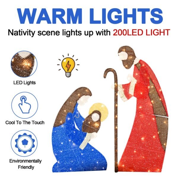 LED Pre-Lit Jesus Nativity Scene Christmas Decorations - Image 7