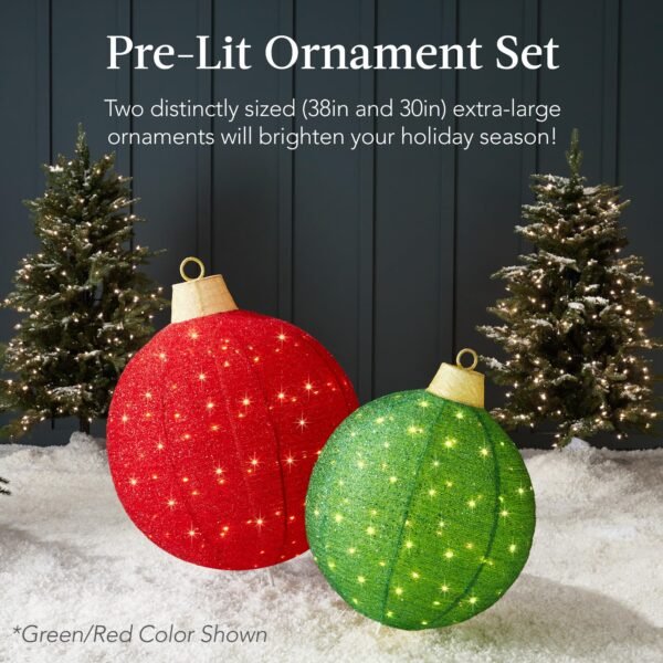 Outdoor Christmas Holiday LED Ball Motif Lights Yard Decorations - Image 2