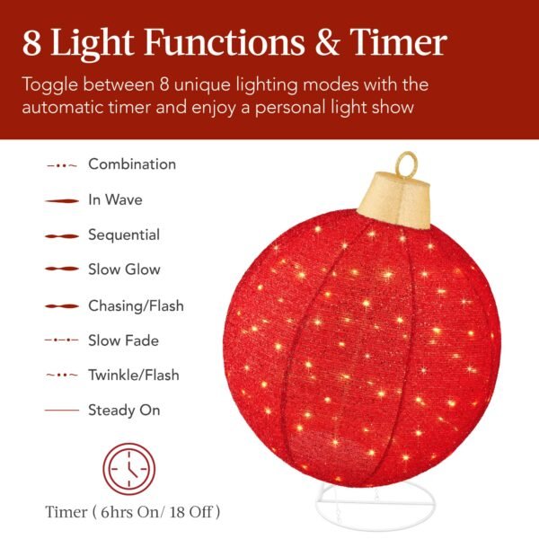 Outdoor Christmas Holiday LED Ball Motif Lights Yard Decorations - Image 3