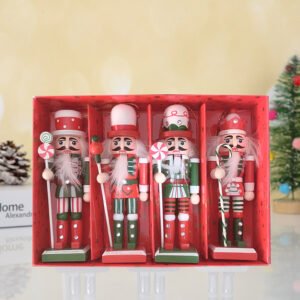 4pcs Navidad Decor Christmas Mini Peppermint Nutcrackers
