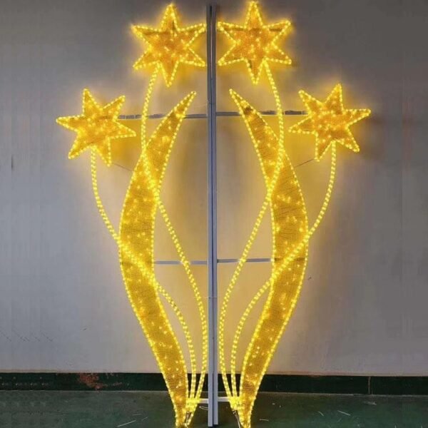2D Street Pole String Star Motif Lights Christmas Light Decorations Suppliers - Image 2