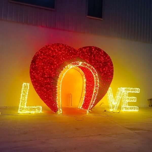 High Quality Outdoor 3D LED Heart Arch Lighting Christmas Decoration - Image 4