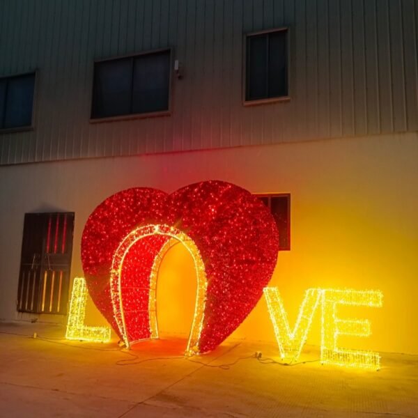 High Quality Outdoor 3D LED Heart Arch Lighting Christmas Decoration - Image 6