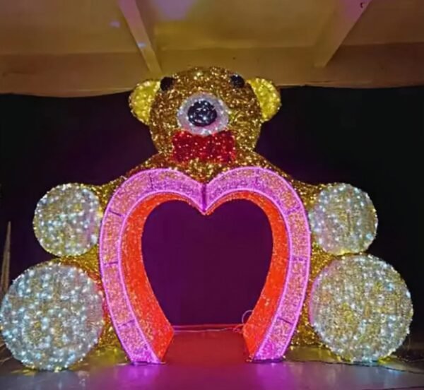 3D LED Teddy Bear Motif Light Outdoor Waterproof Christmas Decorative Ornament - Image 2