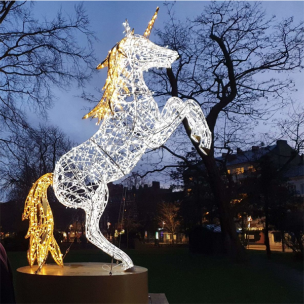 3D Led Lighted Decorative Animals Sculpture Horse Motif String Light Christmas Decoration