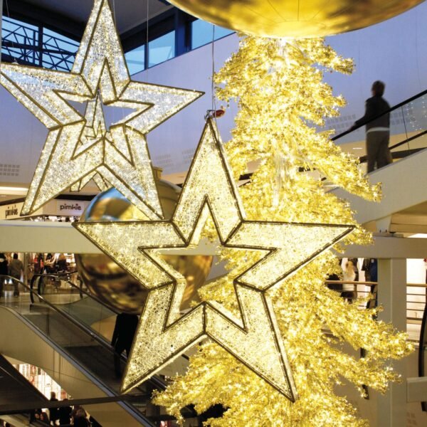 3D LED Star String Lights Christmas Decorations Star Motif Lights - Image 3