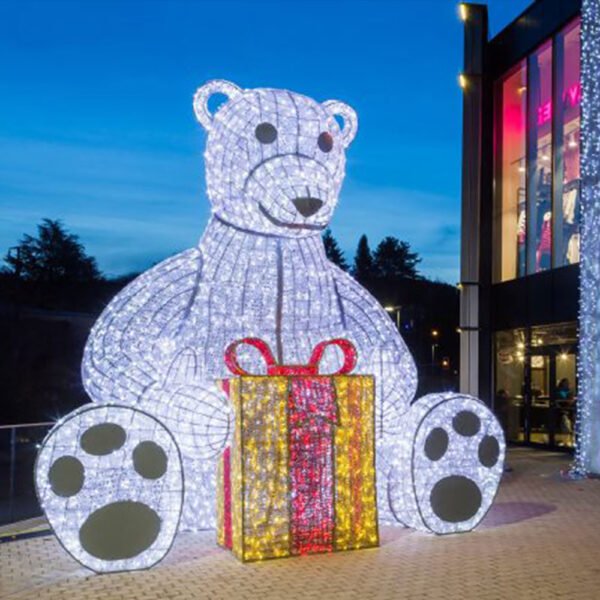 Customized Giant Polar Bear 3d LED Motif Light Christmas Decorations