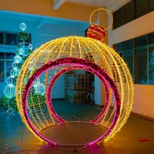 Commercial 3d Outdoor LED Lighted Christmas Sphere Decorations Christmas Arch Ball Motif Lights Ornaments