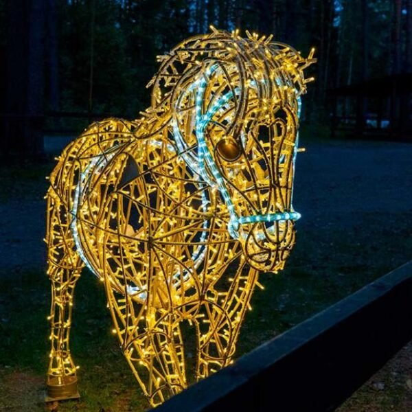 3D Led Lighted Decorative Animals Sculpture Horse Motif String Light Christmas Decoration - Image 4