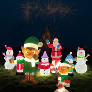 Commercial Large LED Light Outdoor Christmas Decorations Fiberglass Resin Figure Christmas Elf Statue Ornaments
