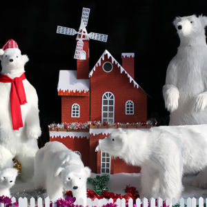 Life Size Polar Bear Plush Ornament Animatronic Animal Bear Statue Christmas Decoration