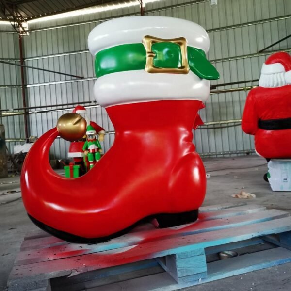 New Arrivals XMAS Decoration 120cm High Boot Fiberglass Material Christmas Santa Boot - Image 2