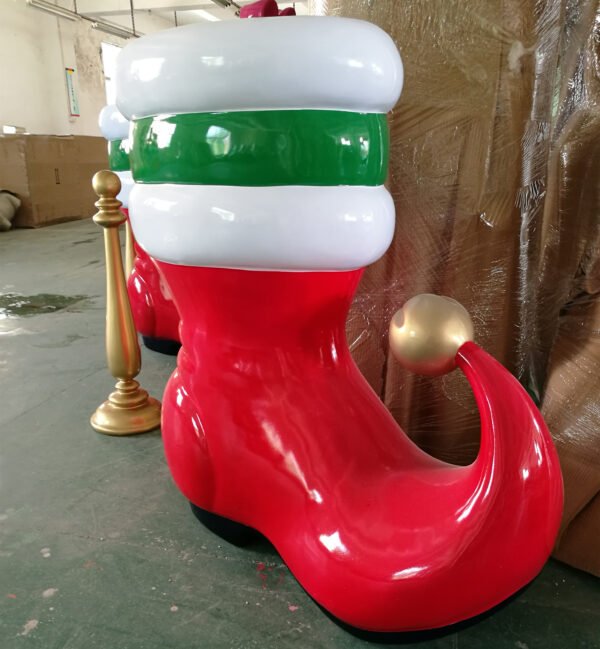 New Arrivals XMAS Decoration 120cm High Boot Fiberglass Material Christmas Santa Boot - Image 6
