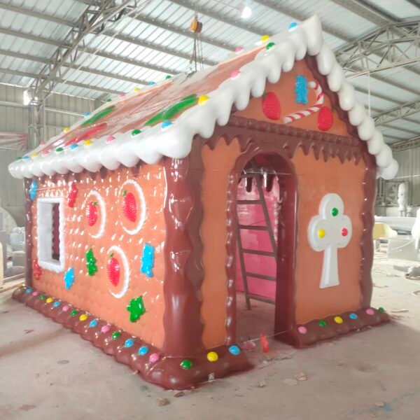 Christmas Village Large Christmas Decoration Fiberglass Christmas Gingerbread House - Image 3