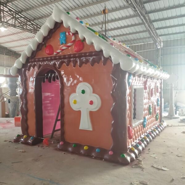 Christmas Village Large Christmas Decoration Fiberglass Christmas Gingerbread House - Image 7