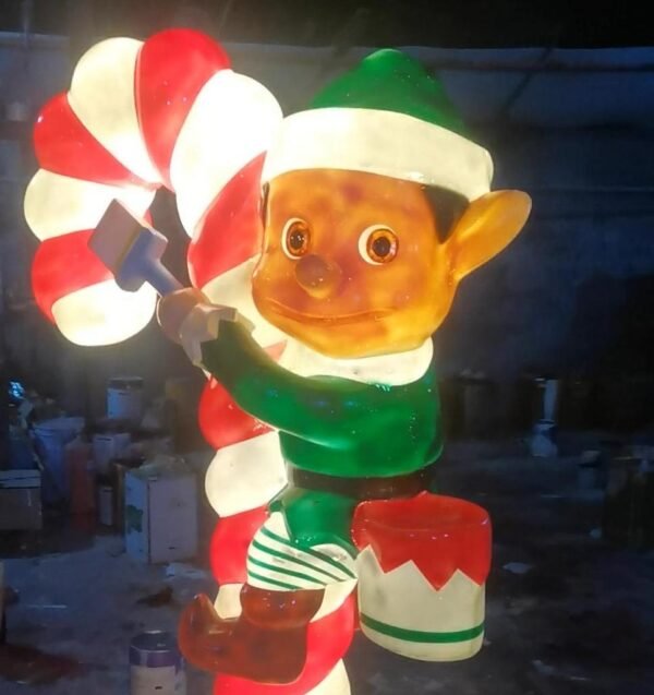 Commercial Large LED Light Outdoor Christmas Decorations Fiberglass Resin Figure Christmas Elf Statue Ornaments - Image 3