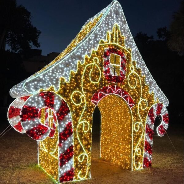 Gingerbread Candy House Arch Decor 3d Motif Light Christmas Decoration
