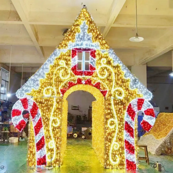 Gingerbread Candy House Arch Decor 3d Motif Light Christmas Decoration - Image 3