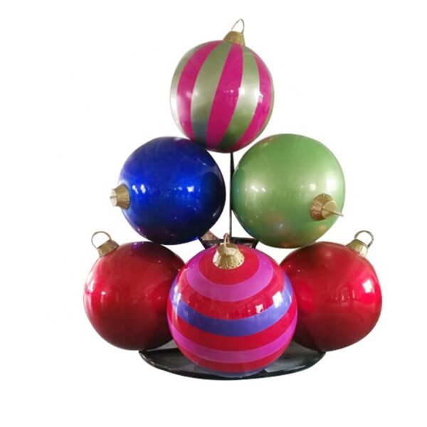 Outdoor Commercial Christmas Fiberglass Decorations Life Size Resin Giant Large Christmas Ball Bauble Ornaments Stack - Image 2