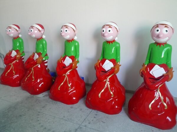 Commercial Outdoor Decorative Fiberglass Christmas Elf Statue Gift Elves Ornaments Fun Toy Large Christmas Decorations - Image 3