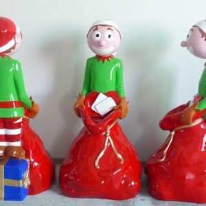 Commercial Outdoor Decorative Fiberglass Christmas Elf Statue Gift Elves Ornaments Fun Toy Large Christmas Decorations