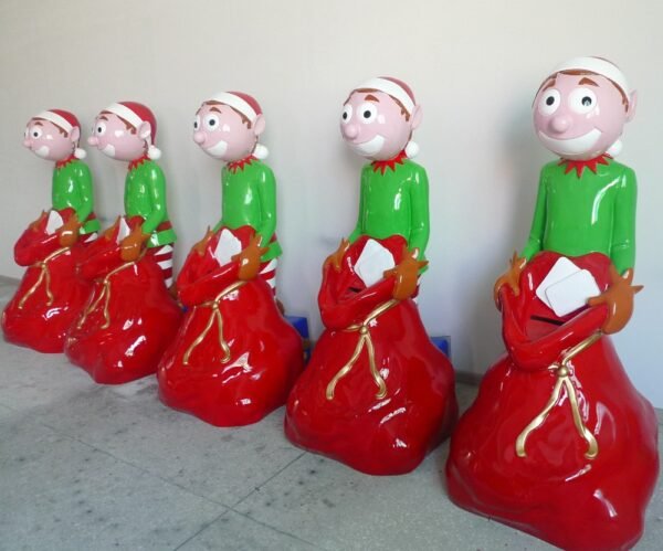 Commercial Outdoor Decorative Fiberglass Christmas Elf Statue Gift Elves Ornaments Fun Toy Large Christmas Decorations - Image 4