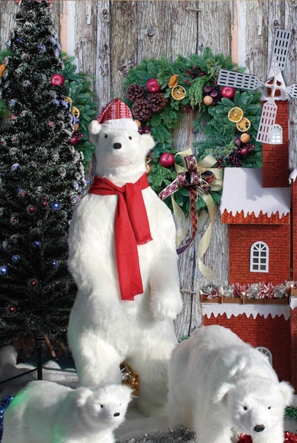Life Size Polar Bear Plush Ornament Animatronic Animal Bear Statue Christmas Decoration - Image 2