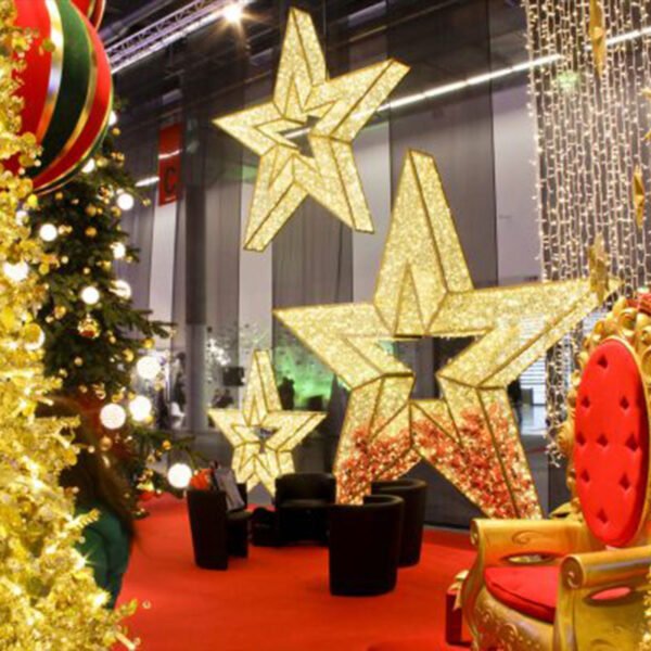 3D LED Star String Lights Christmas Decorations Star Motif Lights - Image 4