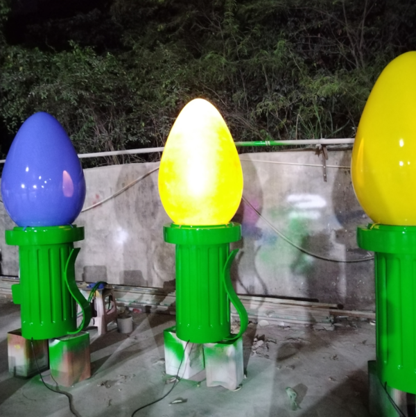 Commercial Fiberglass 6ft Large Outdoor Christmas Display Giant RGB LED C7 Lights Bulb Photo Op Prop Decorations - Image 2