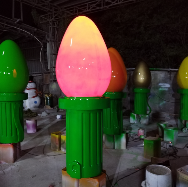 Commercial Fiberglass 6ft Large Outdoor Christmas Display Giant RGB LED C7 Lights Bulb Photo Op Prop Decorations - Image 7