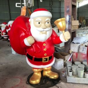 Commercial Led Lights Life Size Santa Claus Fiberglass Figures Christmas Decorations