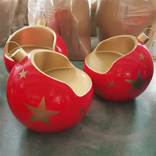 Commercial Display Seats Fiberglass Resin Status Outdoor Christmas Decorations Large Hotel Chairs Christmas Ball Seat - Image 5
